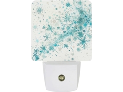 Luminária noturna de LED com estampa de flocos de neve e glitter, com sensores de luz, ideal para banheiro, corredor e escadas.