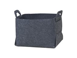 Cesta de Armazenamento de Feltro Grande Capacidade Plegável com Alças para Roupa Brinquedos Preto Cinza | S/MARCA
