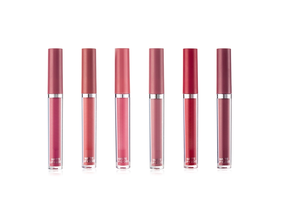 6 Peças Labial Mate De Longa Duração Brilho Labial Suave Impermeável Não Aderente Maquiagem Labial (conjunto A)