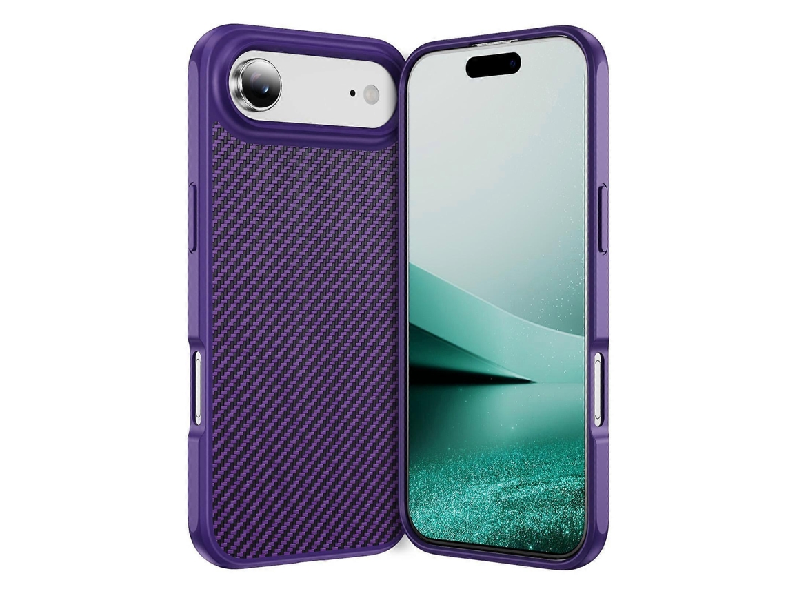 Capa De Celular Tpu Acrílica Com Textura De Fibra De Carbono E Toque De Pele