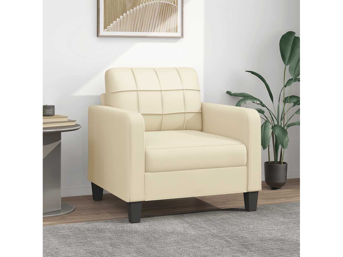 Vidaxl Poltrona 60 Cm Couro Artificial Creme