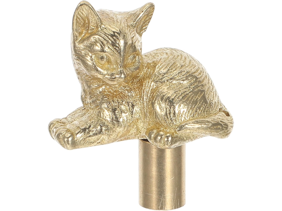 Puxador Decorativo Em Formato De Gato, Em Latão Dourado, Resistente A Impressões Digitais, Com Toque Macio Para Uso