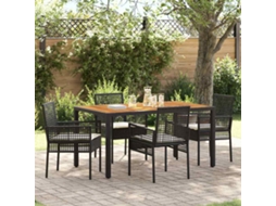 Vidaxl Conjunto De Jantar Para Jardim 5 Pcs Preto Vime Pe