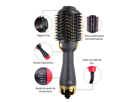 Escova Secadora E Alisadora Lolek 1000w Dourada, Calor Uniforme, Alisa, Modela E Dá Volume Sem Frizz, Estilo Profissional Em Casa