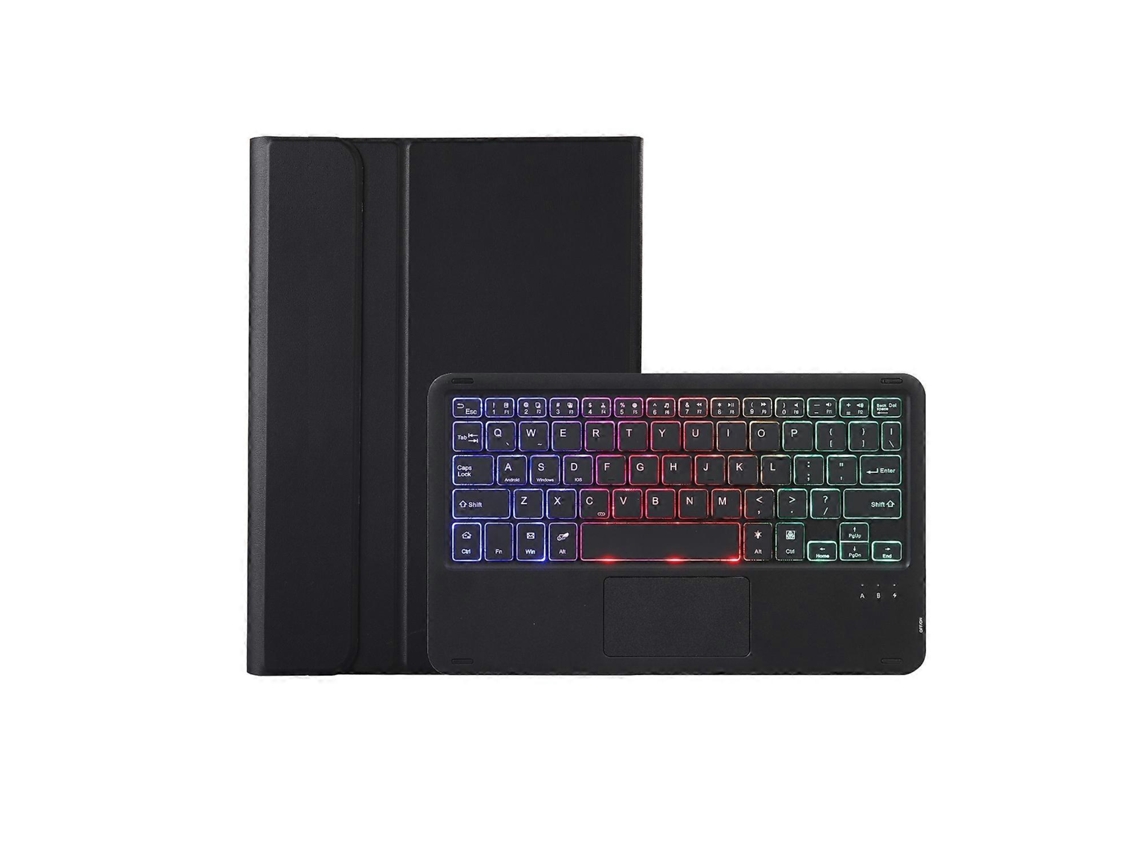 Capa De Couro Ultrafina E Destacável Para Tablet Com Teclado Bluetooth Retroiluminado E Touchpad Ah25-as.