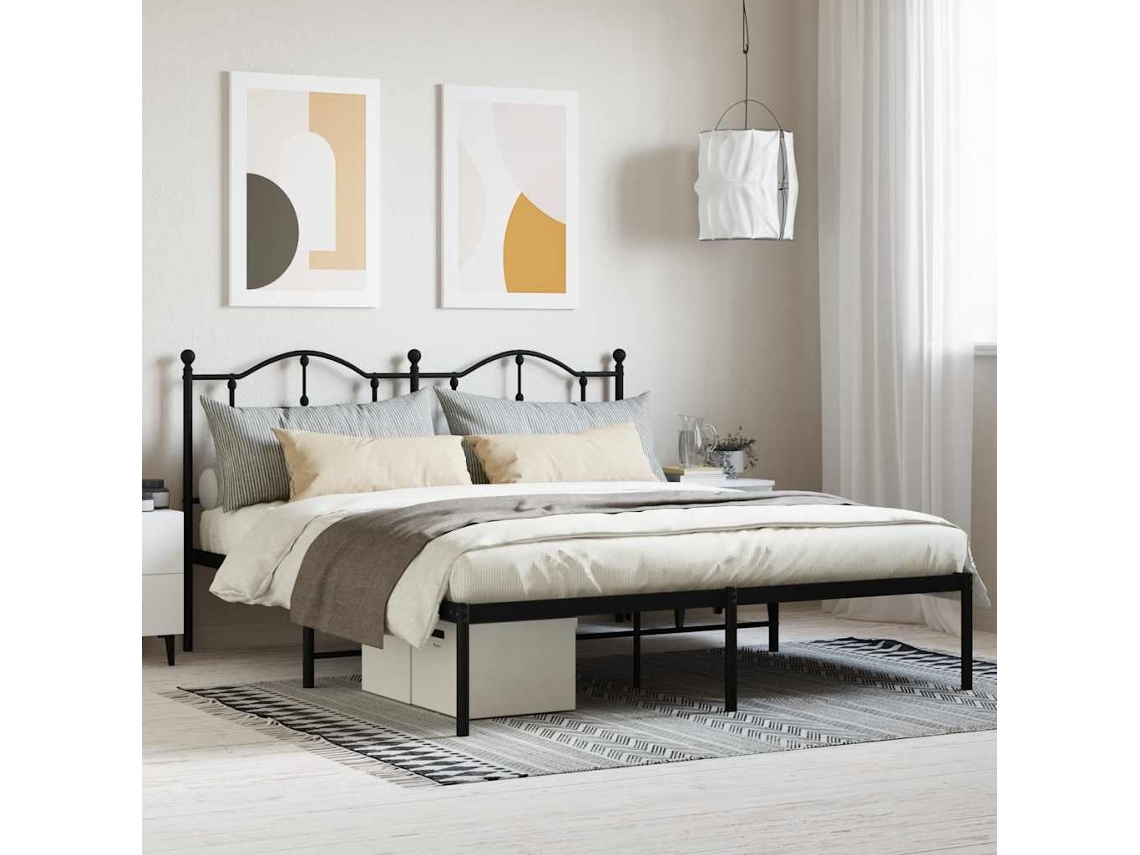 Vidaxl Estrutura De Cama Com Cabeceira 160x200 Cm Metal Preto
