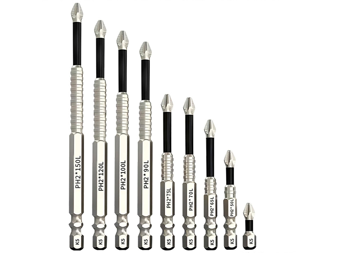 Conjunto De Chaves Fenda Impacto Antiderrapantes Ph2 ym, 9 Pontas Chave Altamente Magnéticas (1-6 Polegadas), Broca Phillips Lo -aquaforge
