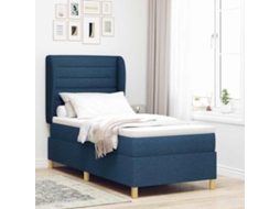 Vidaxl Cama Box Com Colchão Com Cabeceira Azul 200 X 90 Cm Tecido