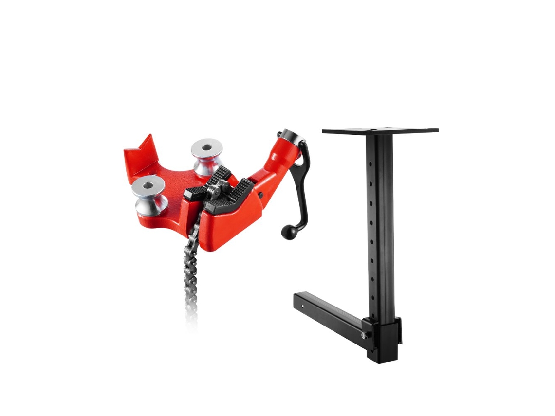 Morsa De Corrente Para Tubos 125mm Com Base Em Ferro Fundido E Ajuste De Altura Tekmaquinas