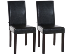 Conjunto de 2 cadeiras de jantar em imitação de pele Ina marrom/marrom escuro CLP