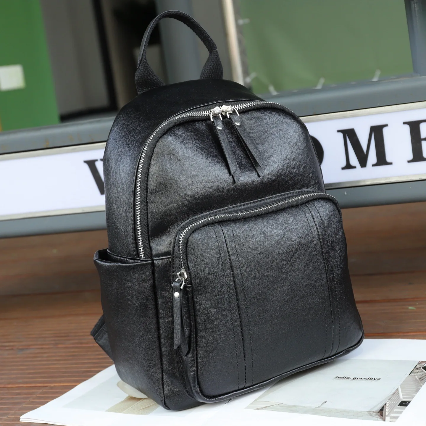 (3304-preto) Mochila Feminina Em Couro Genuíno, Mochila De Viagem Luxuosa De Alta Qualidade, Bolsa Feminina Multifuncional Em Couro Bovino