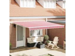 Vidaxl Toldo Retrátil Vermelho E Branco 400 × 350 Cm Tecido E Alumínio