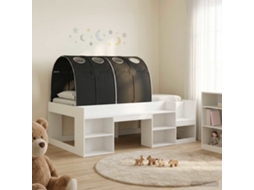 Vidaxl Cama Com Túnel 3 Unid. Branco E Preto Derivados De Madeira
