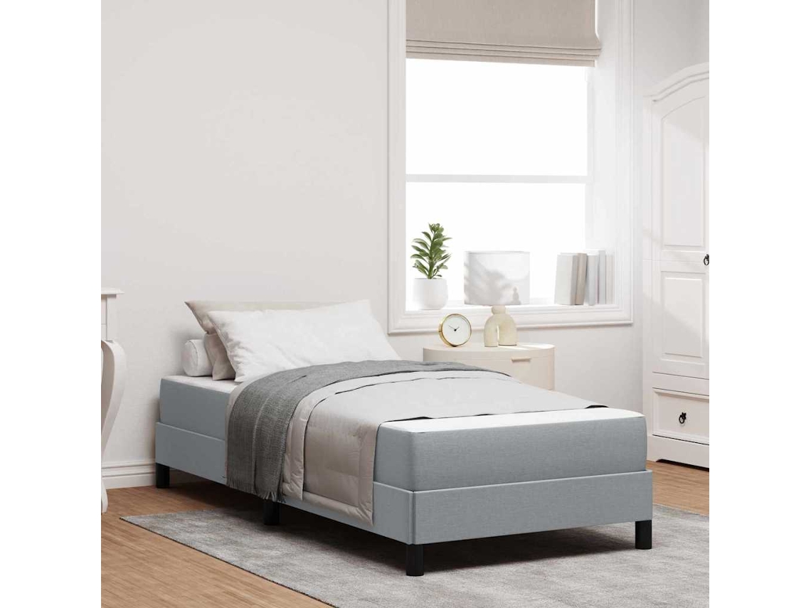 Vidaxl Cama Box com Colchão Cinzento claro 80 X 200 Cm Tecido