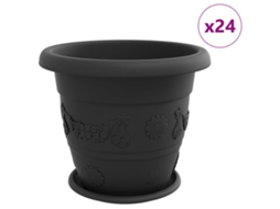 Conjunto 24 Plástico Vidaxl Preto Plástico (ø 39 X 32 Cm)