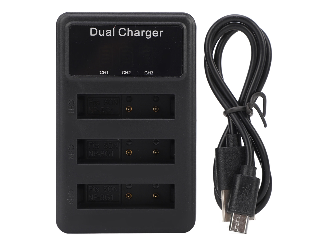 3 Pack Battery Charger For Np Bg1 Micro Usb Digital Camera Battery Charger With Lcd Power Display For Travel LAXISCREED