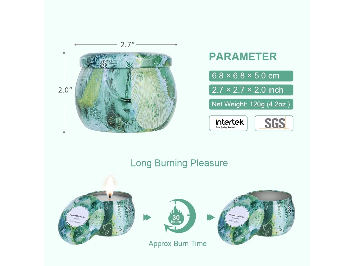 Velas Perfumadas Tooarts Cera Soja Natural 4 Peças 30h