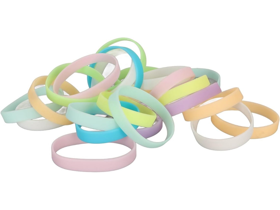 Conjunto de 24 Pulseiras de Silicone Coloridas e Elásticas, Confortáveis para Usar em Festas. SFUSHOS