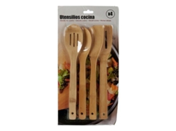 Conjunto de Utensílios de Cozinha 4 Peças Bambu