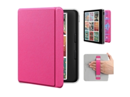 Capa Panoona Para Kobo Libra Colour 7 Polegadas, Com Pega De Mão Integrada, Capa Traseira Rígida Fina E Leve Em Pele Pu Rosa-choque
