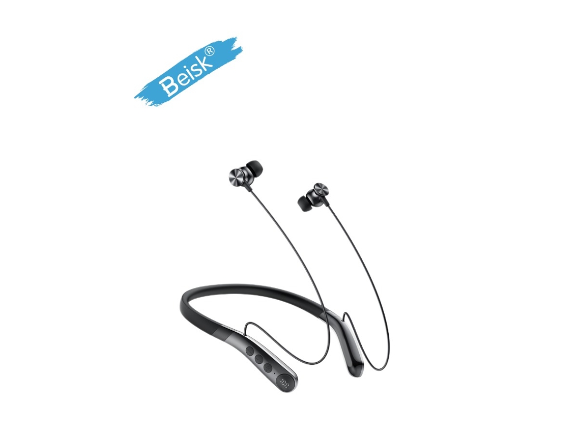 Neckband Bluetooth Headphones, Red/black Digital Display Sports Wireless Earphones Beisk