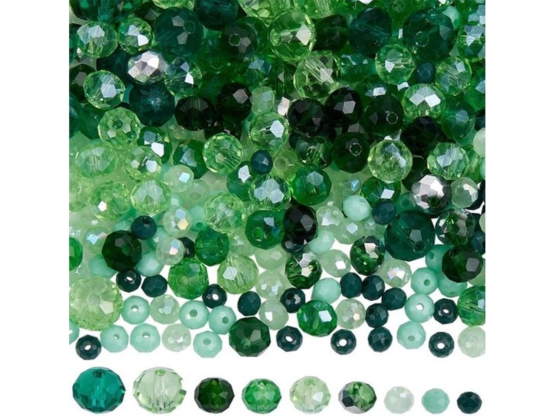 1000 Unidades De Coração De Vidro Verde Rondel - Para Fazer Adornos Diy