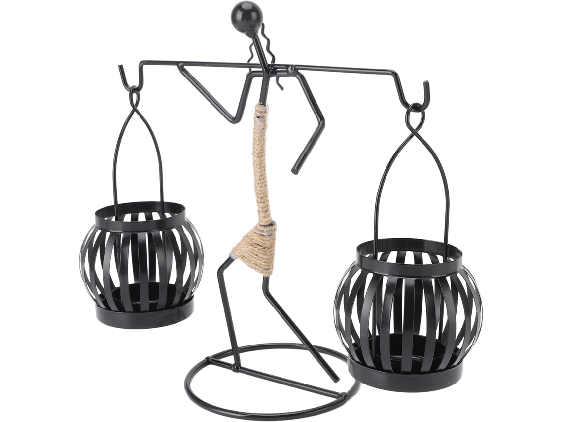 Castiçal Moderno De Ferro Com Figuras De Meninas Carregando Duas Lanternas, Enfeite Decorativo Para Gokoco