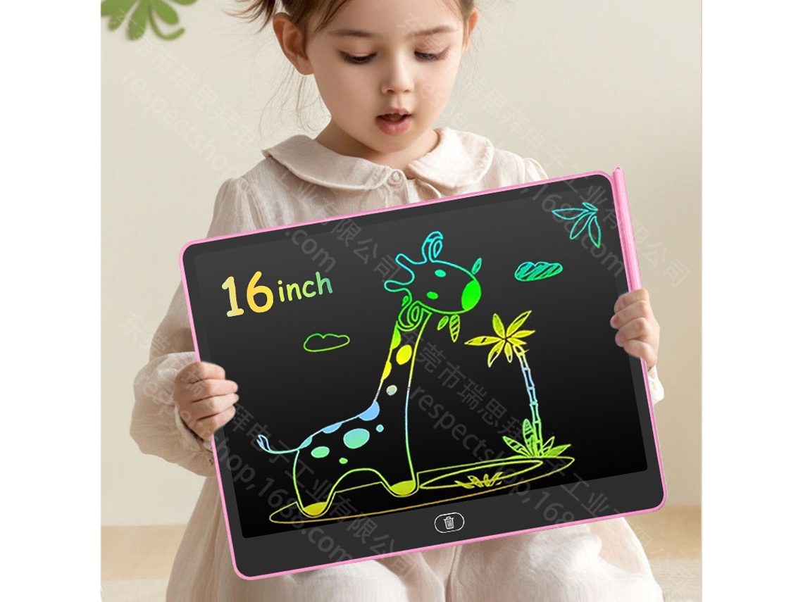 Prancheta de Desenho para Crianças e Bebês em Casapainel Lcd Colorido Rosa Tela Horizontal de 16 Polegadas CHENNNLS