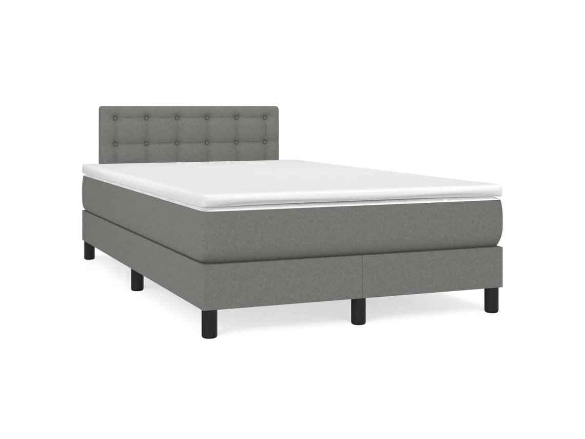 Vidaxl Cama Boxspring Com Colchão 120x190 Cm Tecido Cinzento-escuro