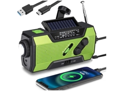 Rádio solar multifuncional de emergência YIZHOOD 2000mAh com lanterna verde (2000mAh)