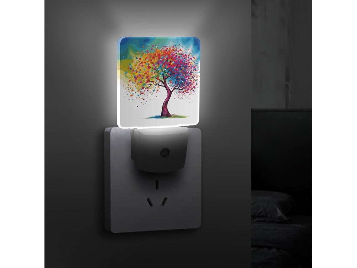 Luz noturna colorida com sensor crepuscular, luz noturna de baixo consumo de energia, ideal para quartos e banheiros.