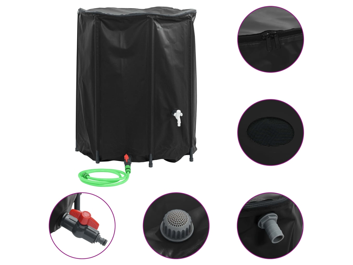 Water Tank, Water Tanks Vidaxl Preto Pvc (1250 L)