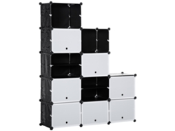 Sistema de Prateleiras Modular, Prateleira de Encaixe, Montável a Partir de 12 Cubos, 125 X 32 X 125 Cm, Plástico e Aço, Preto ORBITRA COMMERCE