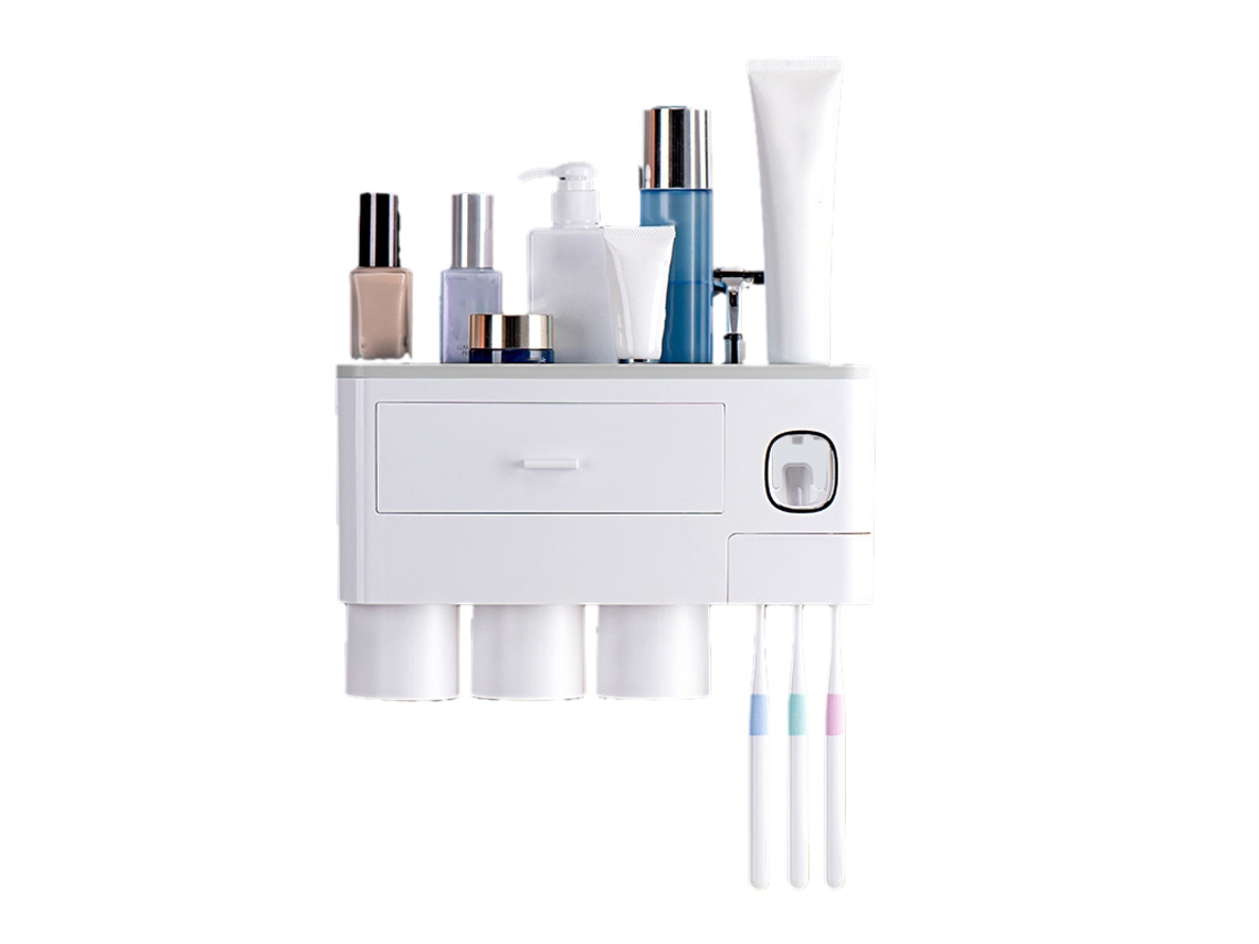 Suporte de Escova de Dentes com Dispenser e 3 Copos S/MARCA
