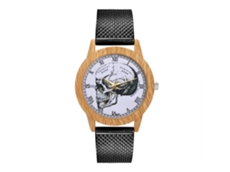 Relógio de quartzo unissex casual Zhoulianfa preto com pulseira de silicone e mostrador de caveira.