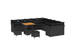 Conjunto 13 Sofá De Jardim Vidaxl Preto Vime Pe (80 X 80 X 71 Cm)