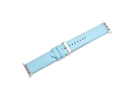 Pulseira de couro bovino cor lichia para iWatch 42mm com fivela de pino azul celeste