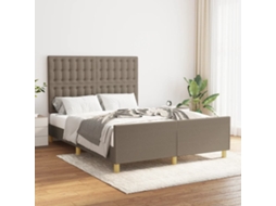Vidaxl Cama Sem Colchão 140x190 Cm Tecido Castanho-acinzentado