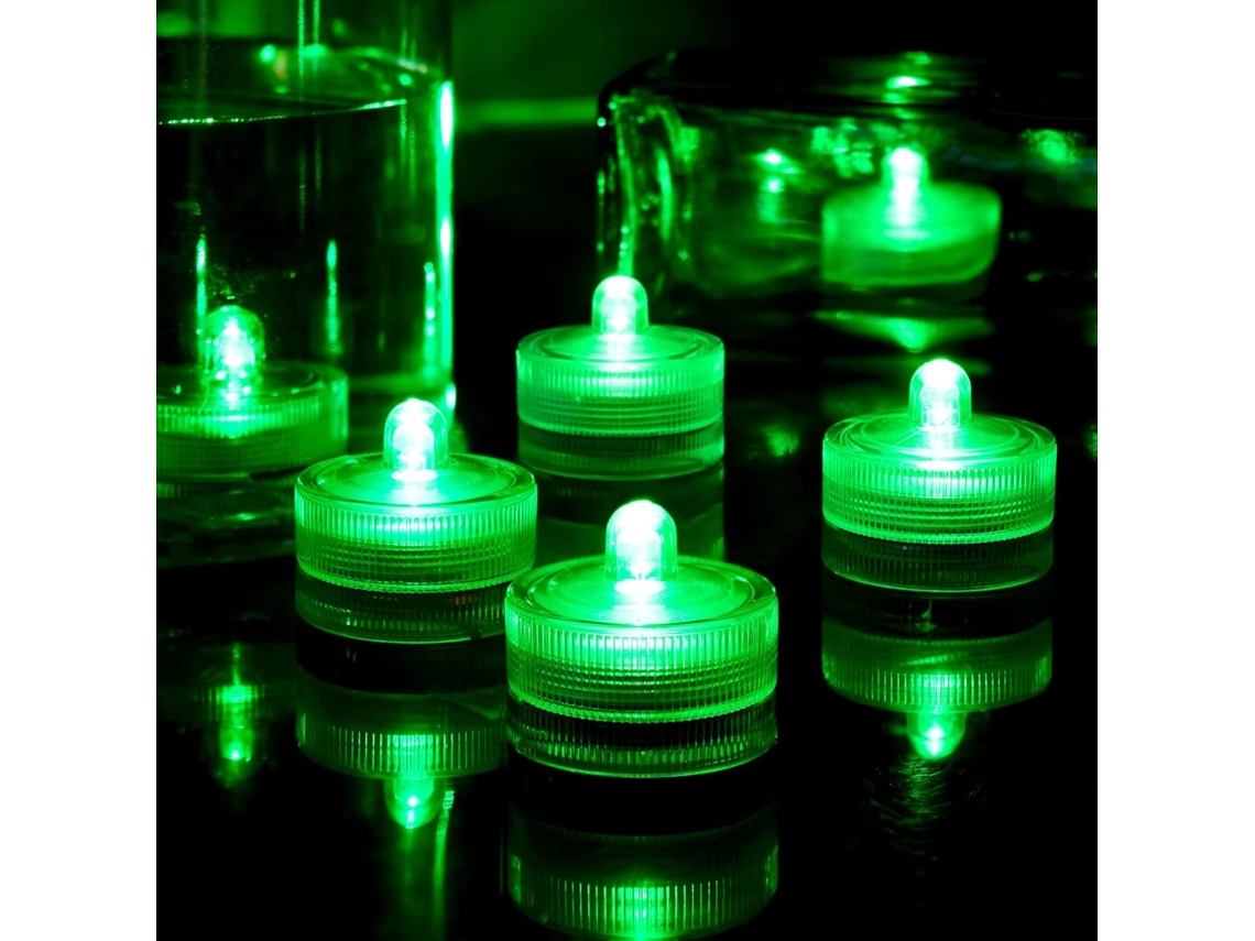 Mini Velas de Led Subaquáticas Redondas Verdes À Prova D'água BRILVIBERA