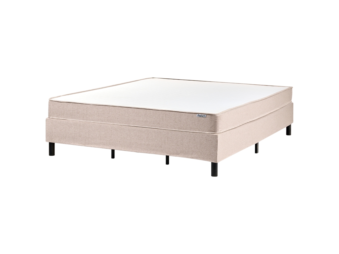 Cama Continental Sin Cabecero Beliani Countess De Tela Beige 181x201x53