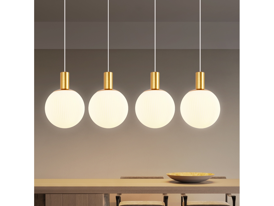Nettlife Candeeiro Suspenso De Vidro E27 Moderno Com 4 Luzes De Altura Ajustável, 25 W, 150 Cm, Em Metal E Vidro, Para Uso Diário, Em Casa