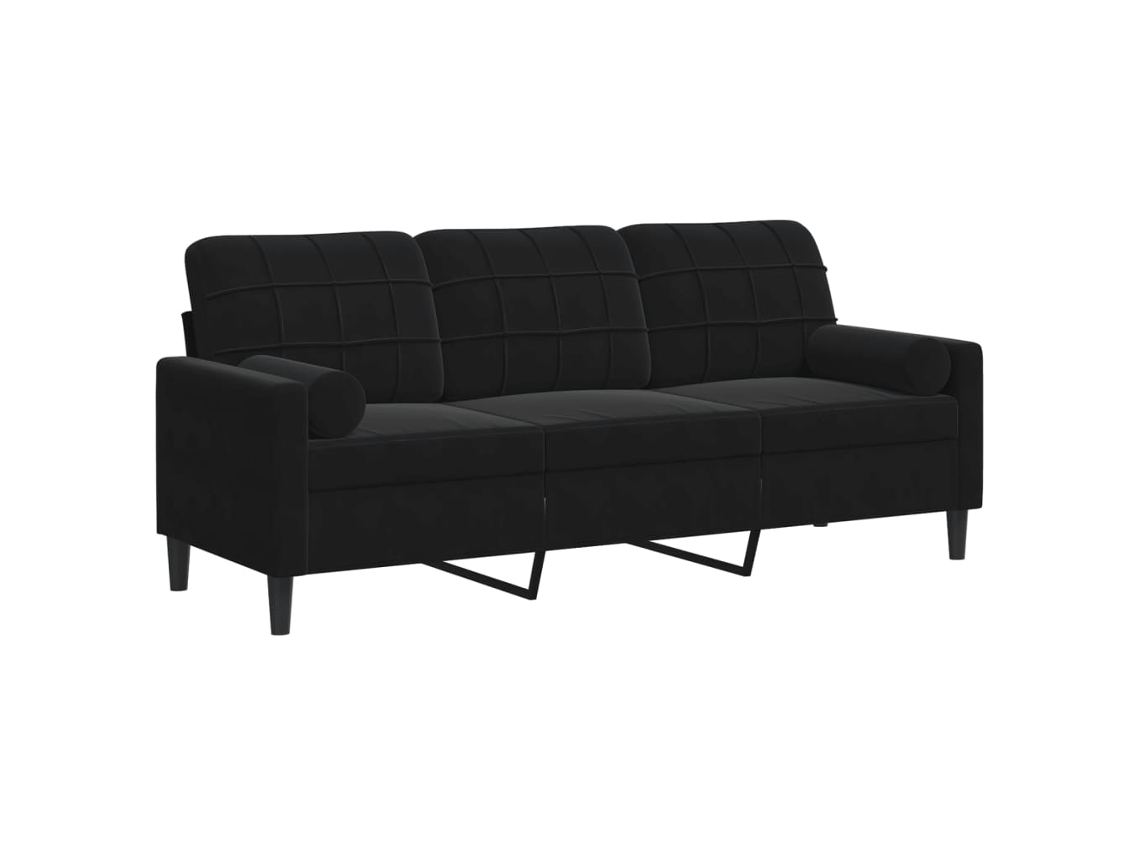Maison Exclusive - Sofá 3 Lugares C/ Almofadas Decorativas 180 Cm Veludo Preto