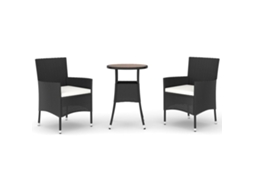 Maison Exclusive - 3 Pcs Conjunto Bistrô De Jardim C/ Almofadões Vime Pe Preto