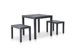 Vidaxl Mesa De Jardim Com 2 Bancos Plástico Antracite