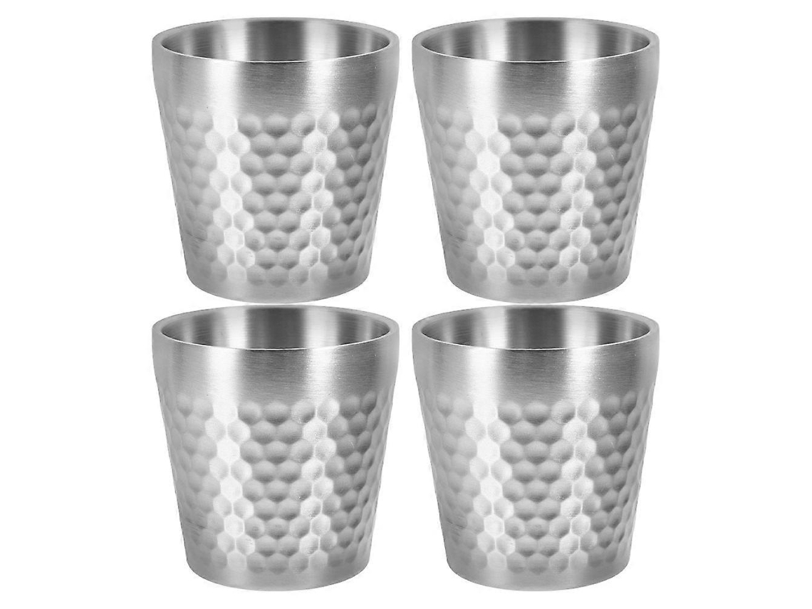Conjunto de 4 latas de cerveja em aço inoxidável, item colecionável para camping e atividades ao ar livre, cor prata, fácil de limpar.