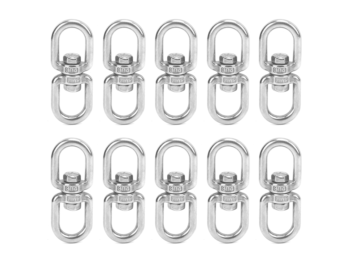 10pcs Gancho Giratório M6 Duplo Aço Inoxidável Anel Conector Em Forma De 8 Shackle