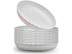 Plato Para Maceta, 8 Peças De Plástico, Para Interiores Ou Exteriores, Branco, Ø 32,5cm