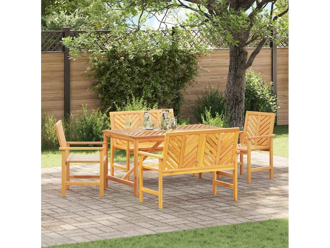 Vidaxl Conjunto De Jantar Para Jardim 5 Unid. Castanho