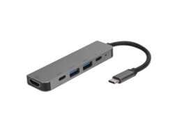 Hub Usb c 5 em 1 com 3 Portas Usb 3.0, Hdmi, Ethernet, Leitor de Cartão Sd/tf AQUAFORGE