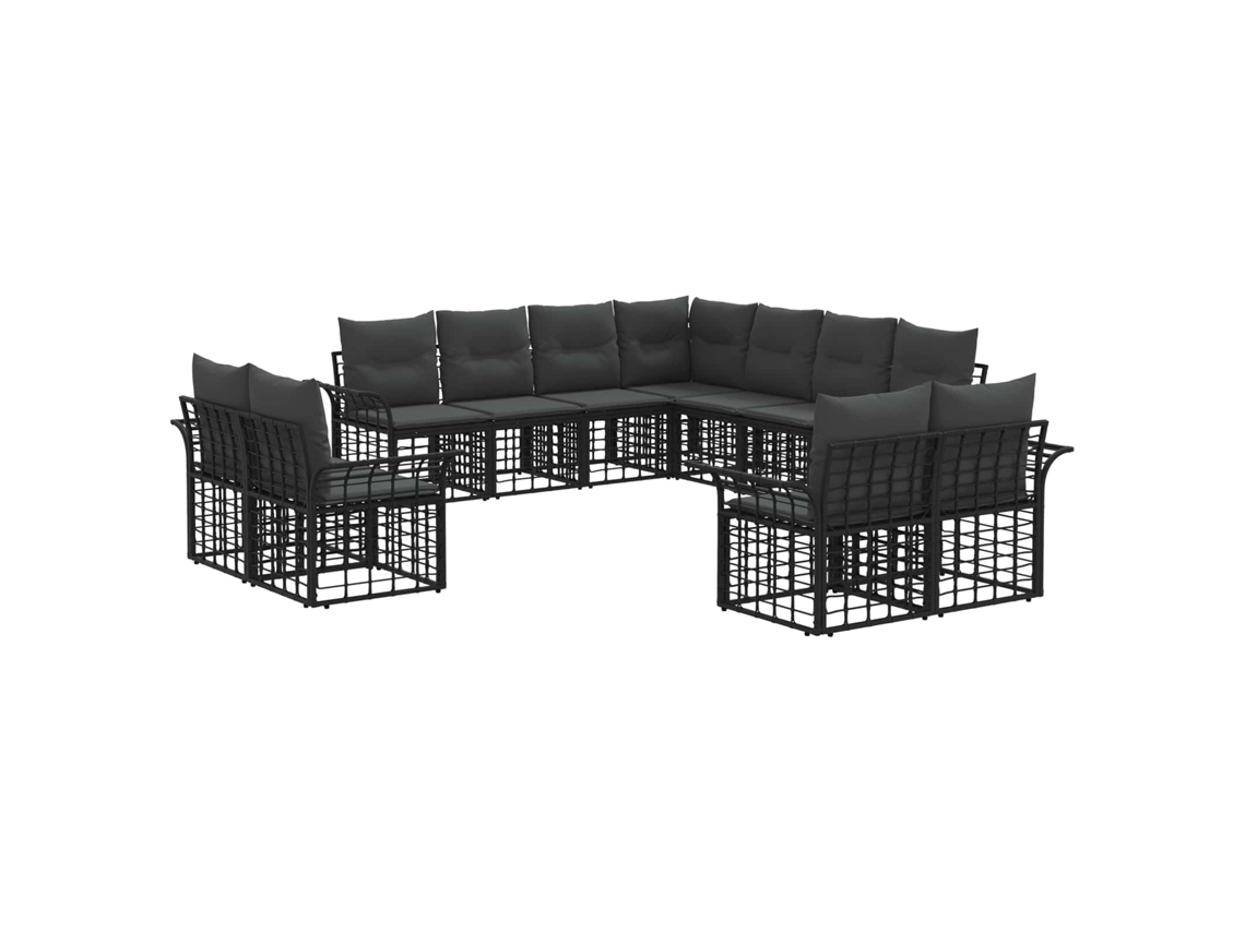 Maison Exclusive - Conjunto De Sofás Para Exterior 11 Unid. Preto E Cinza Escuro